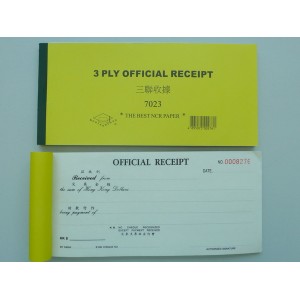 3 ply Official Receipt 7023 (NCR)
